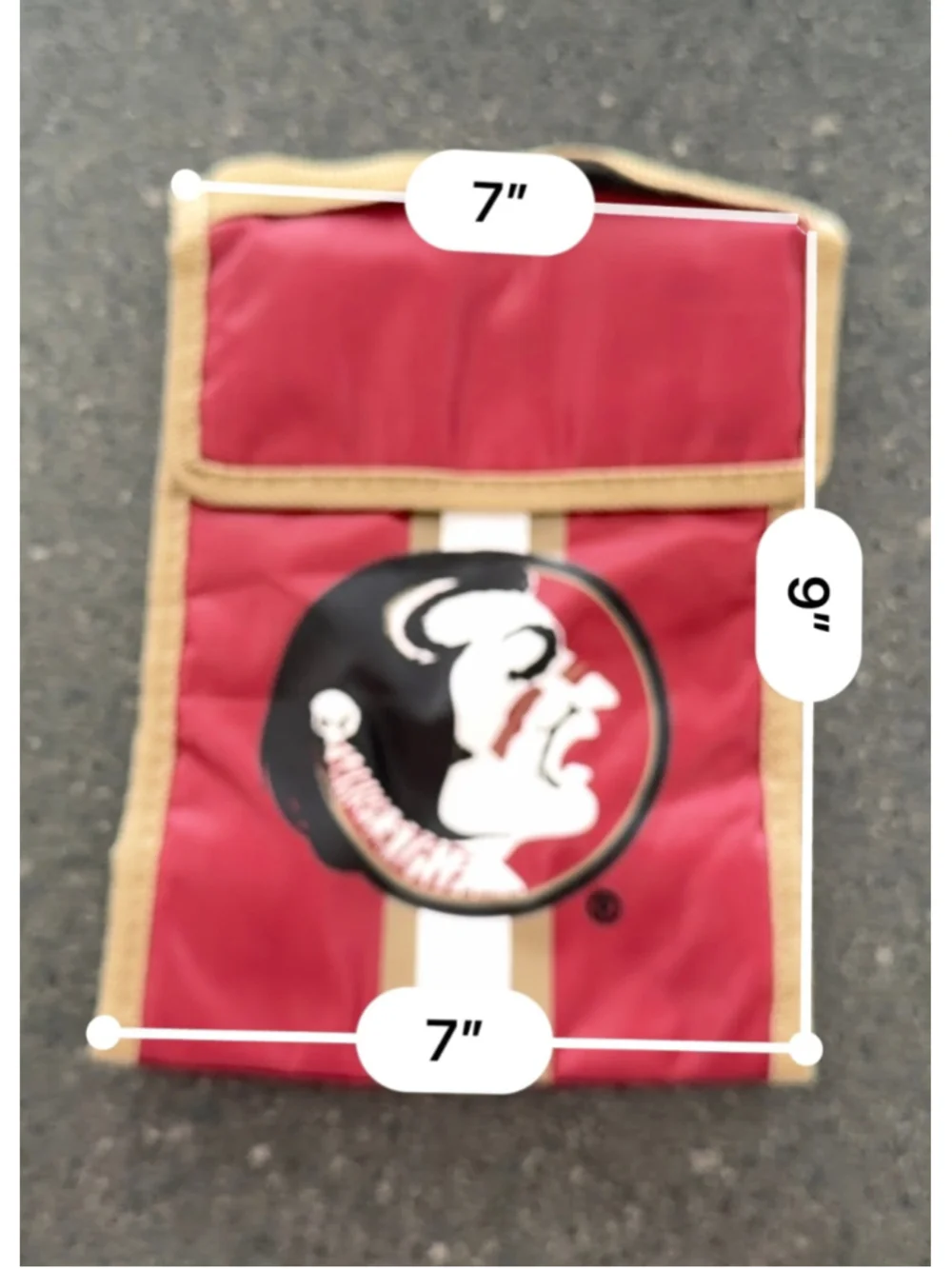 FSU Seminoles NCAA Insulated Lunch Bag Red Gold Vintage Florida State Lunchbox